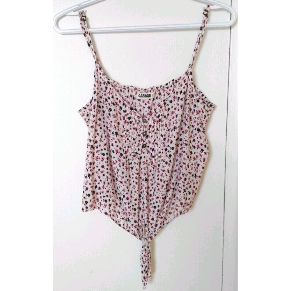 Garage Floral Print Button Up Tank Top